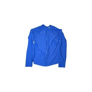 ⭐D2 Women's Long Sleeve Swim Rash Guard - Shade & Shore Blue Zip-Front - Small